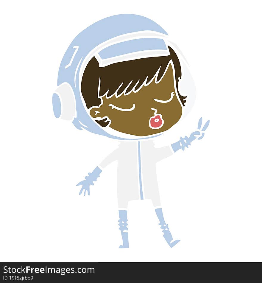 flat color style cartoon pretty astronaut girl