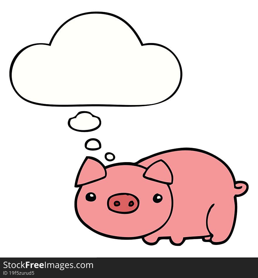 cartoon pig and thought bubble