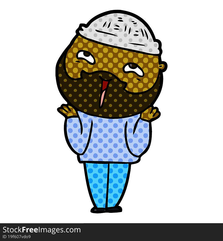 cartoon happy bearded man. cartoon happy bearded man