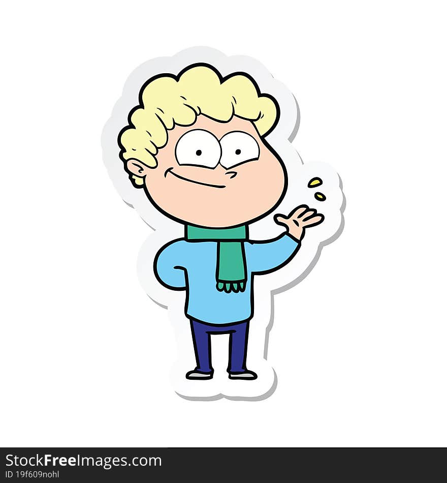 sticker of a cartoon happy man