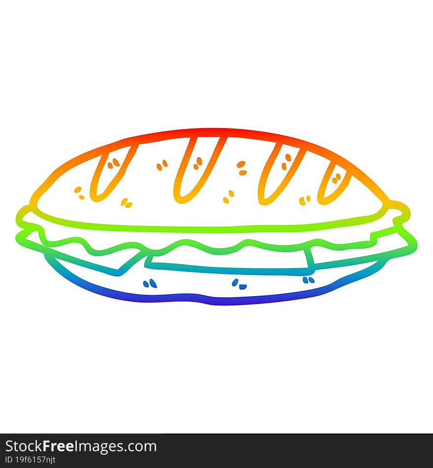 Rainbow Gradient Line Drawing Cheese Sandwich