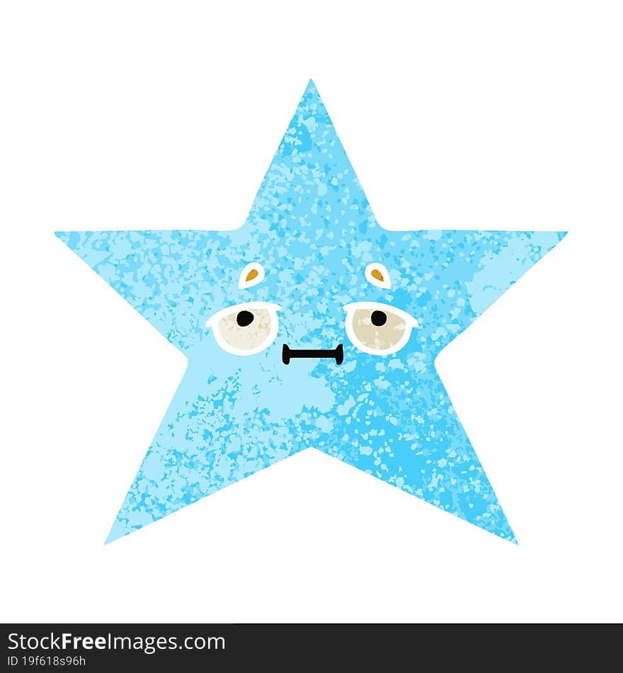 Retro Illustration Style Cartoon Star Fish