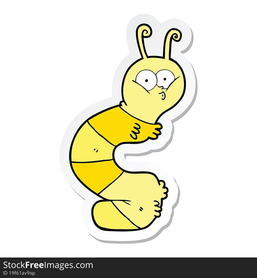 sticker of a funny cartoon caterpillar