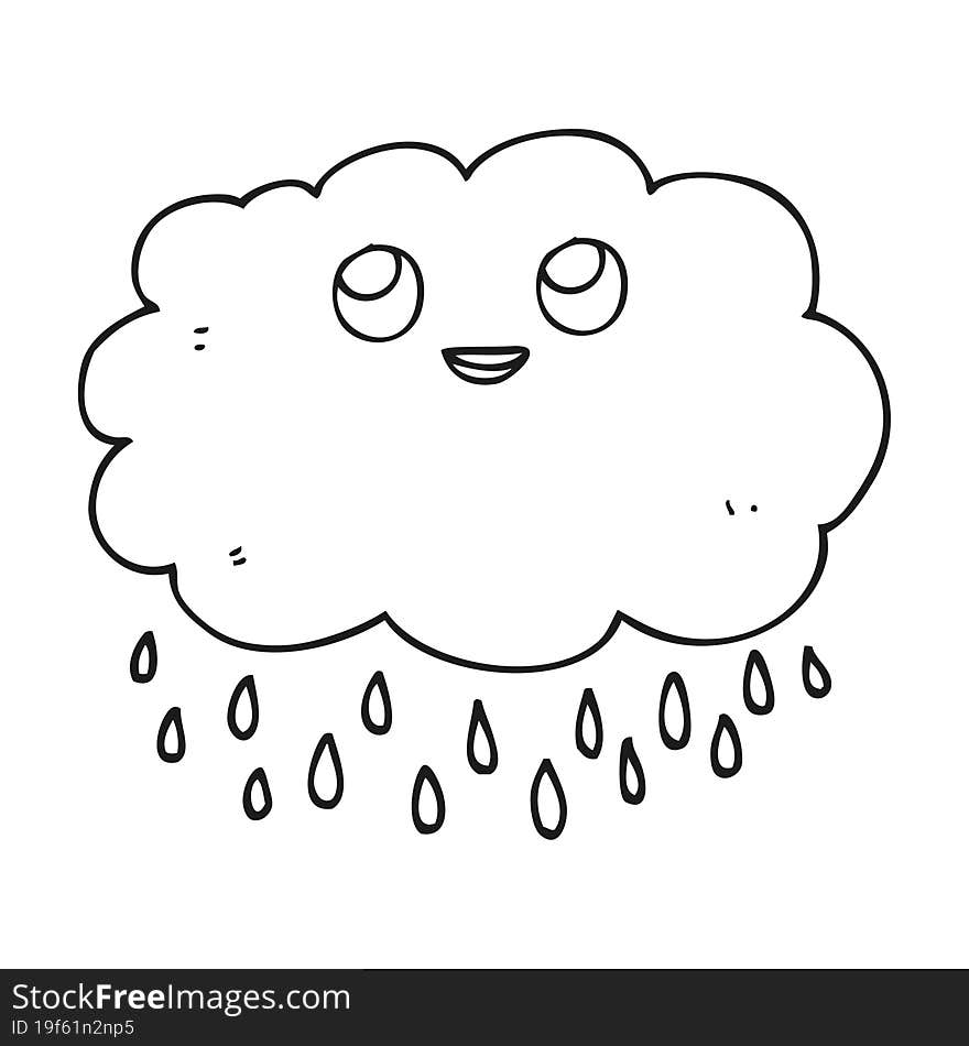 Black And White Cartoon Raincloud