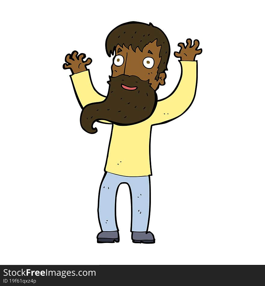 cartoon excited man with beard