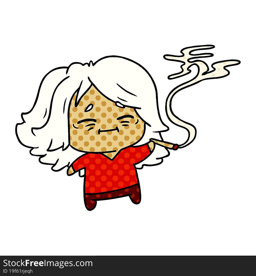 Cartoon Of Cute Kawaii Old Woman