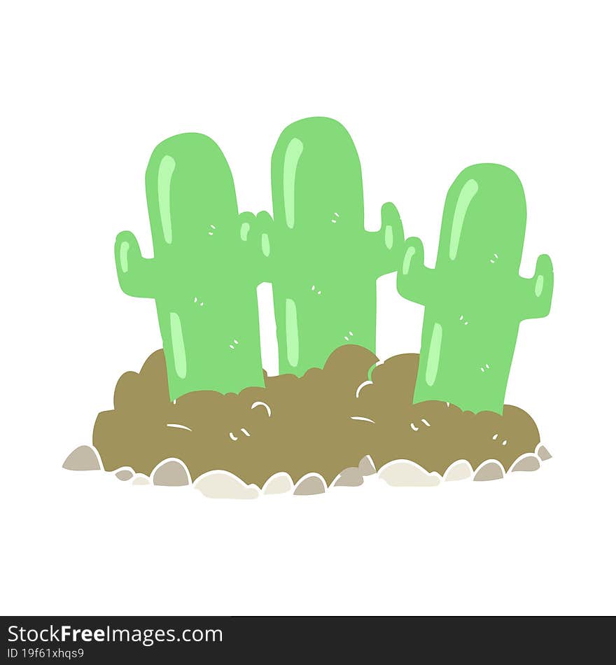 flat color illustration of a cartoon cactus