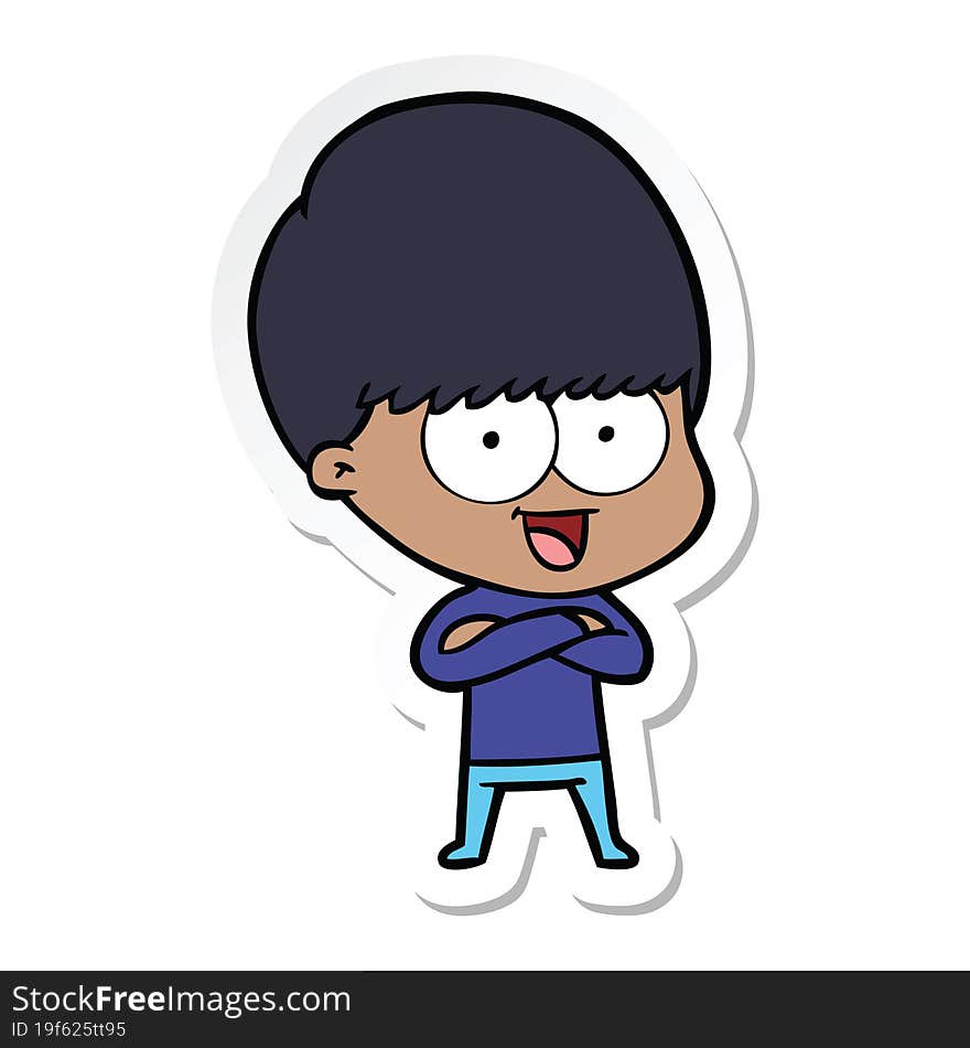 Sticker Of A Happy Cartoon Boy