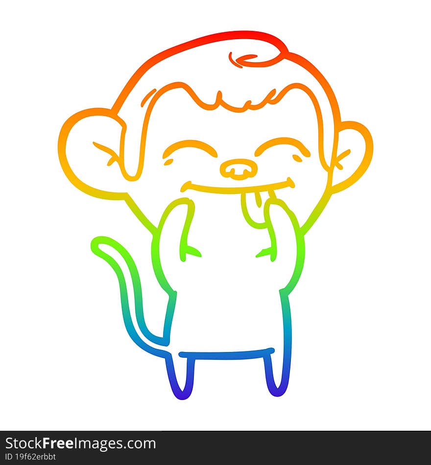 rainbow gradient line drawing funny cartoon monkey