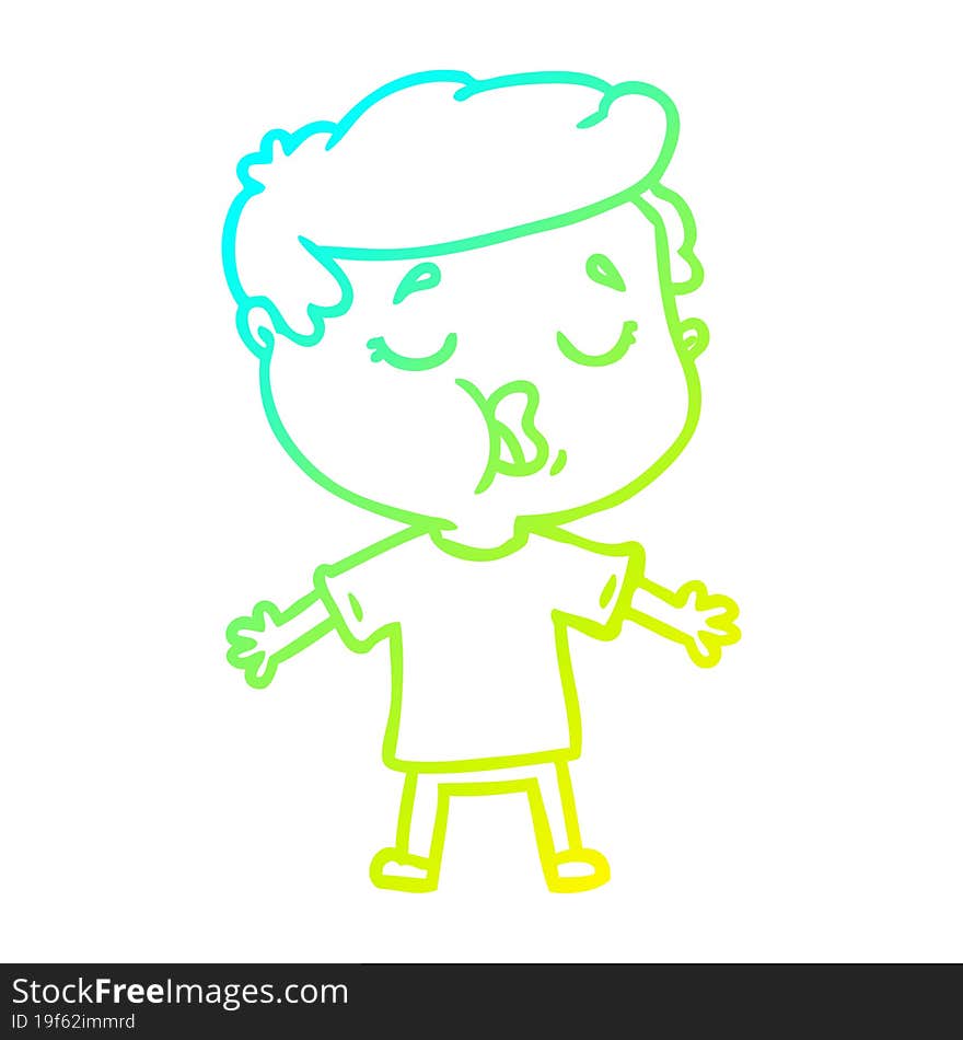 cold gradient line drawing of a cartoon man talking