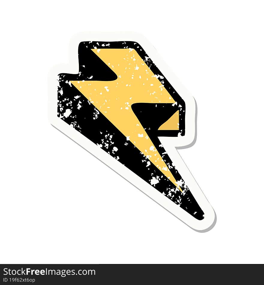 traditional distressed sticker tattoo of lightning  bolt