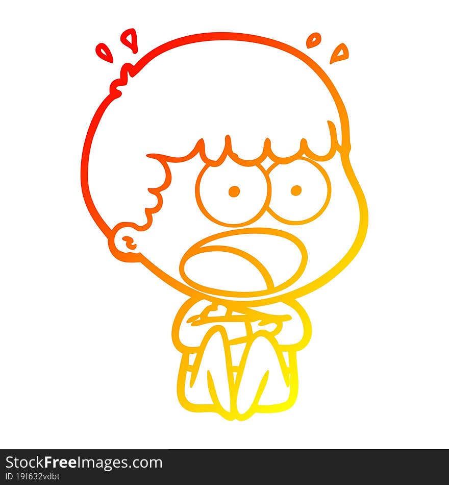 warm gradient line drawing cartoon shocked man