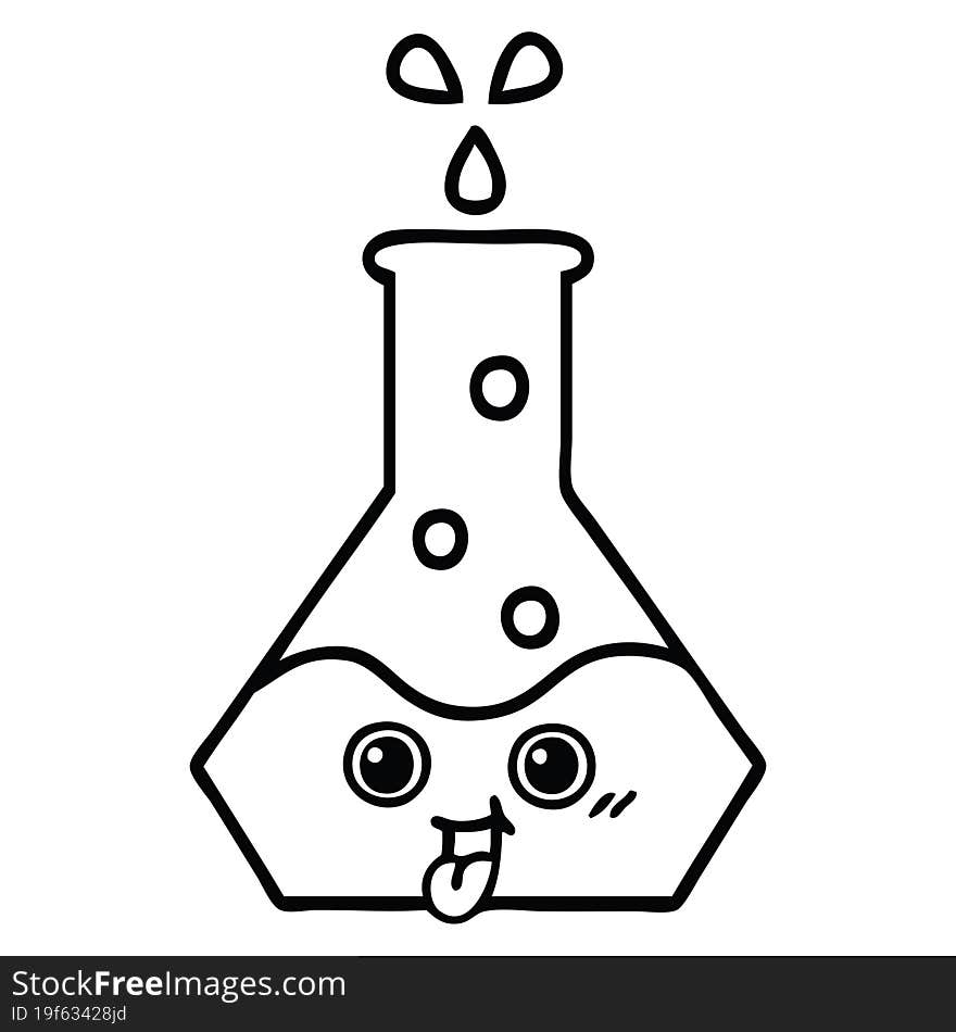 line drawing cartoon science beaker