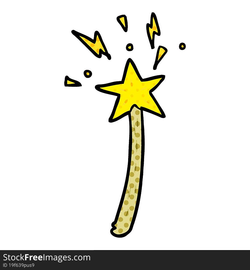 cartoon magic star wand. cartoon magic star wand