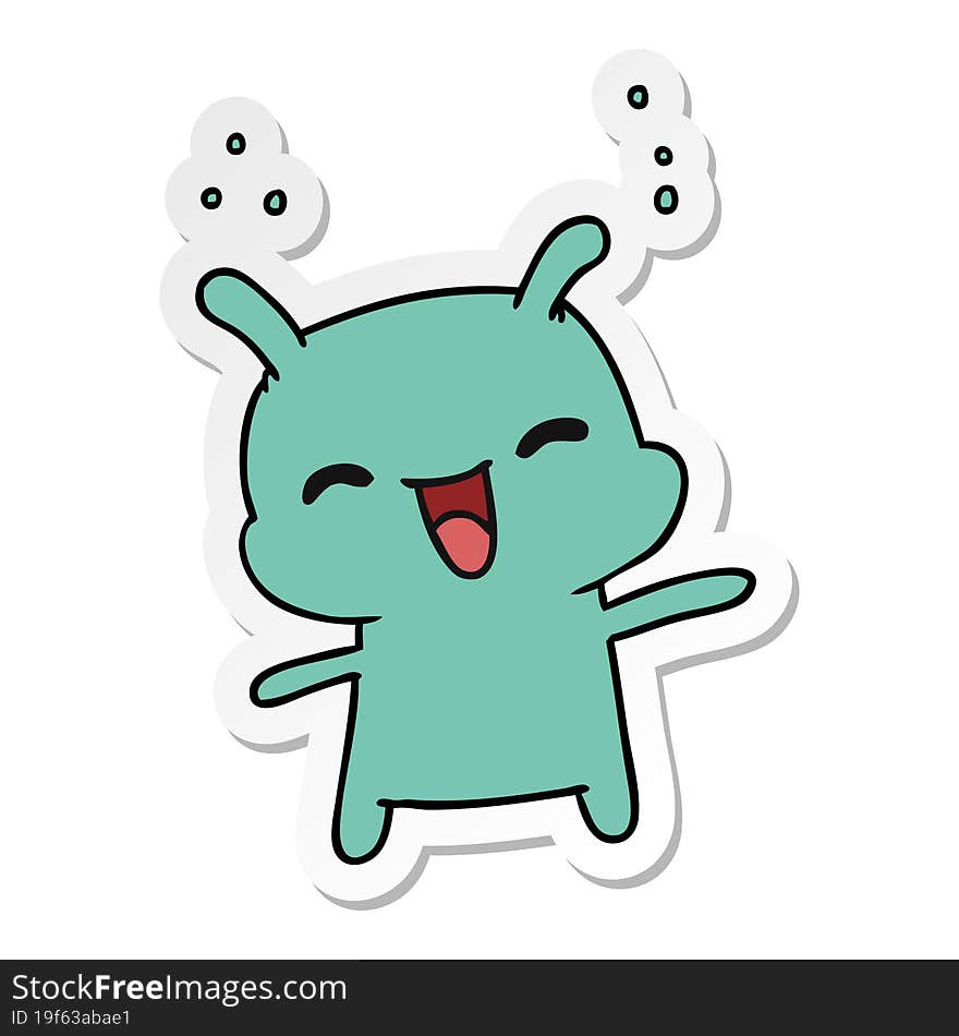 Sticker Cartoon Kawaii Cute Happy Alien