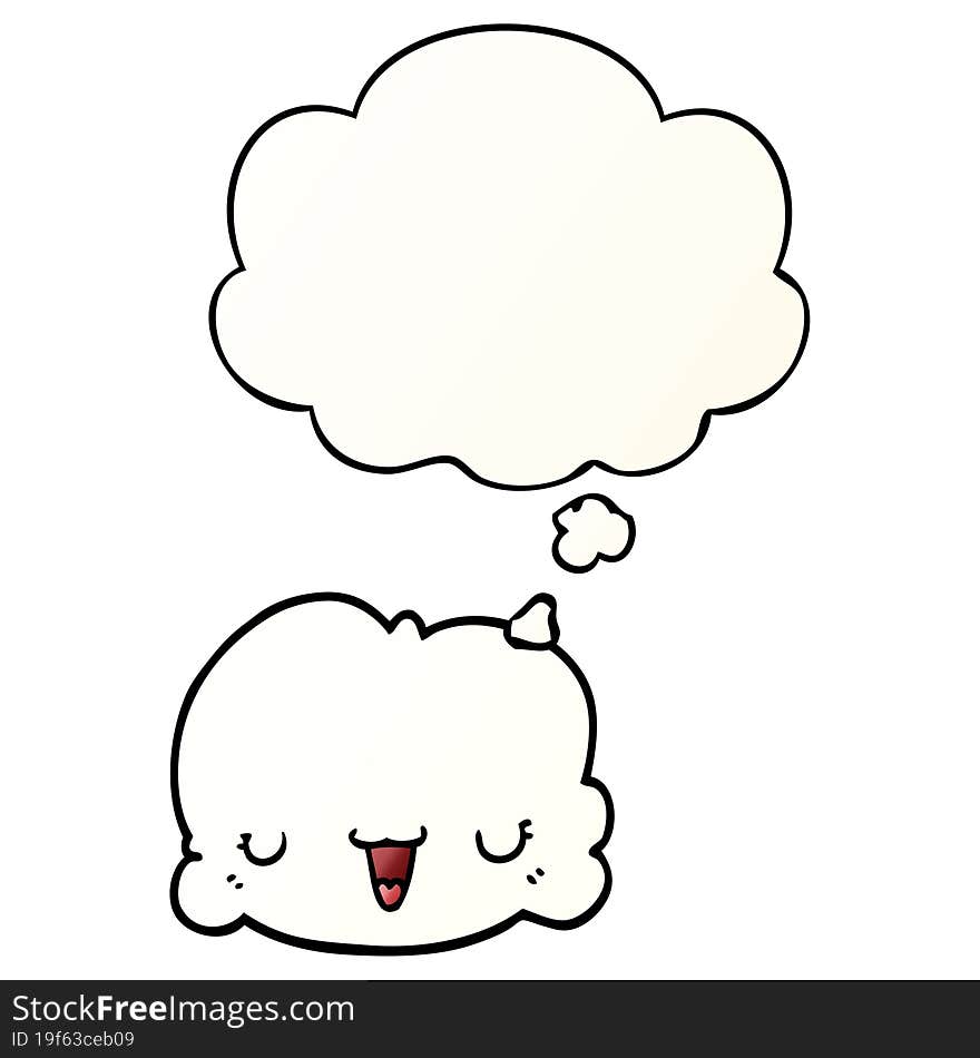 cute cartoon cloud and thought bubble in smooth gradient style