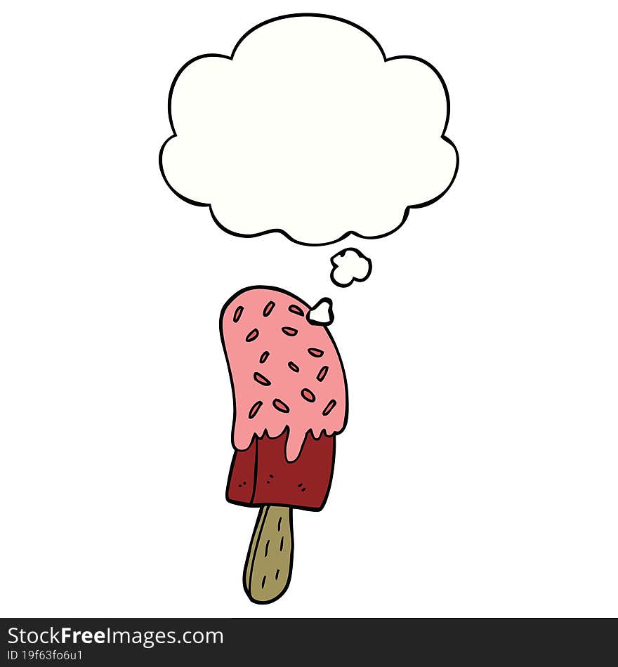 Cartoon Ice Cream Lolly And Thought Bubble