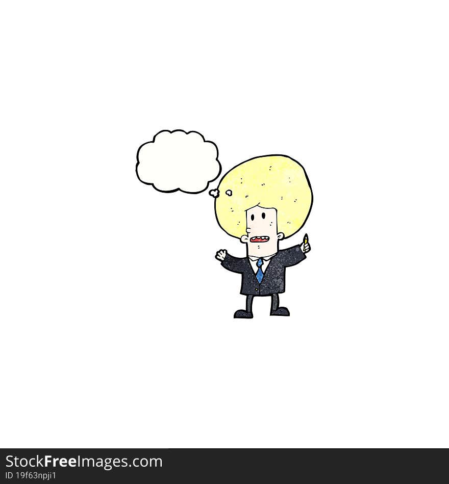 cartoon big hair businessman