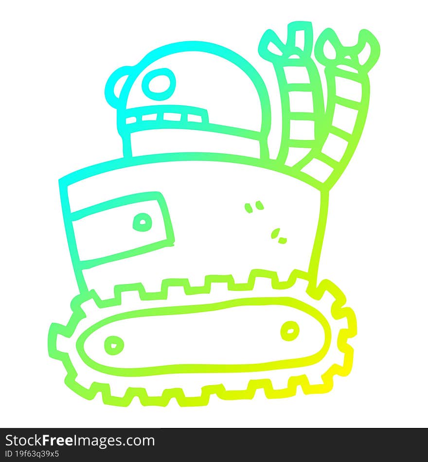 cold gradient line drawing cartoon robot