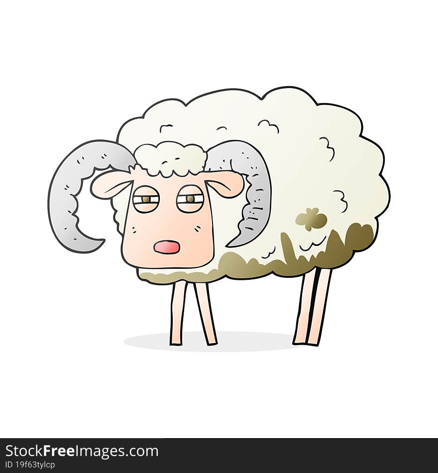 cartoon ram covered in mud