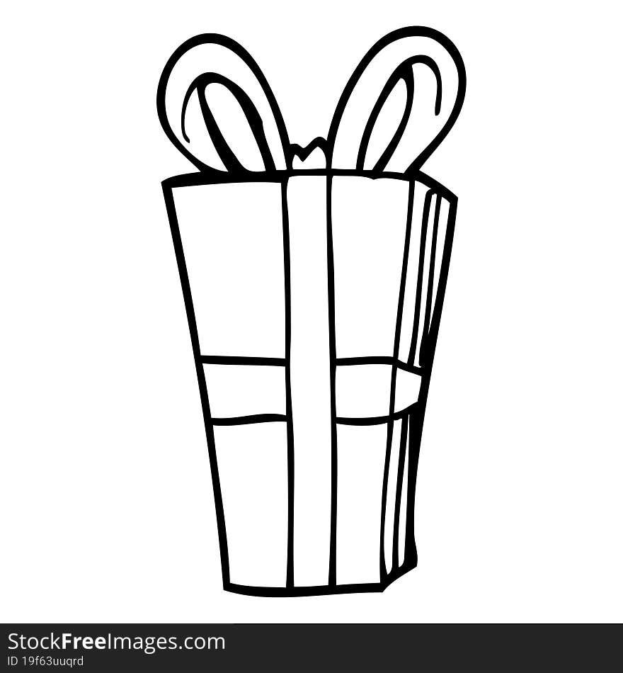 line drawing cartoon wrapped present