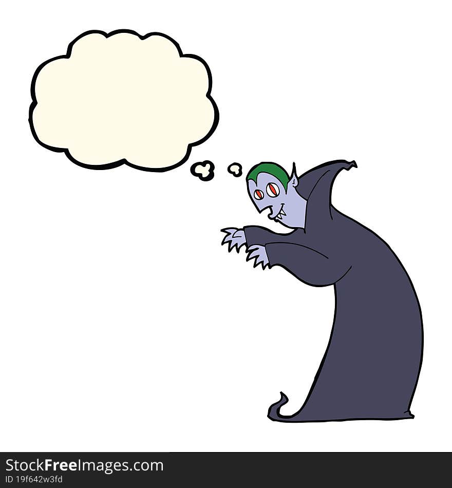 Cartoon Spooky Vampire With Thought Bubble