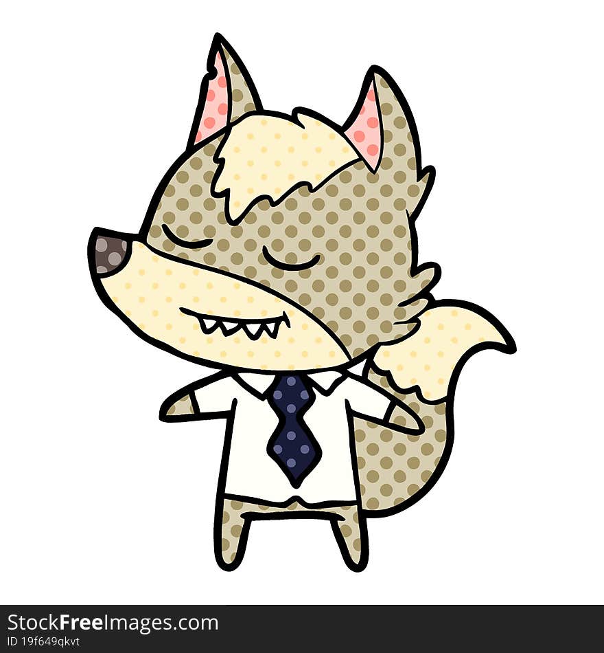 friendly cartoon boss wolf. friendly cartoon boss wolf