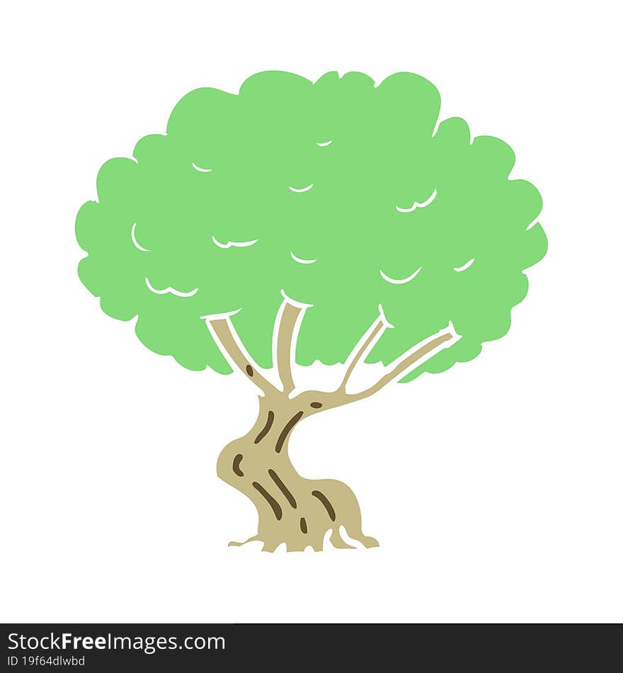 Flat Color Style Cartoon Tree