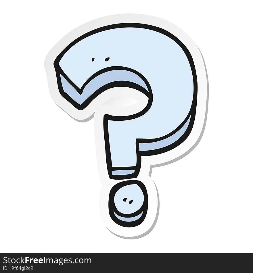 sticker of a cartoon question mark