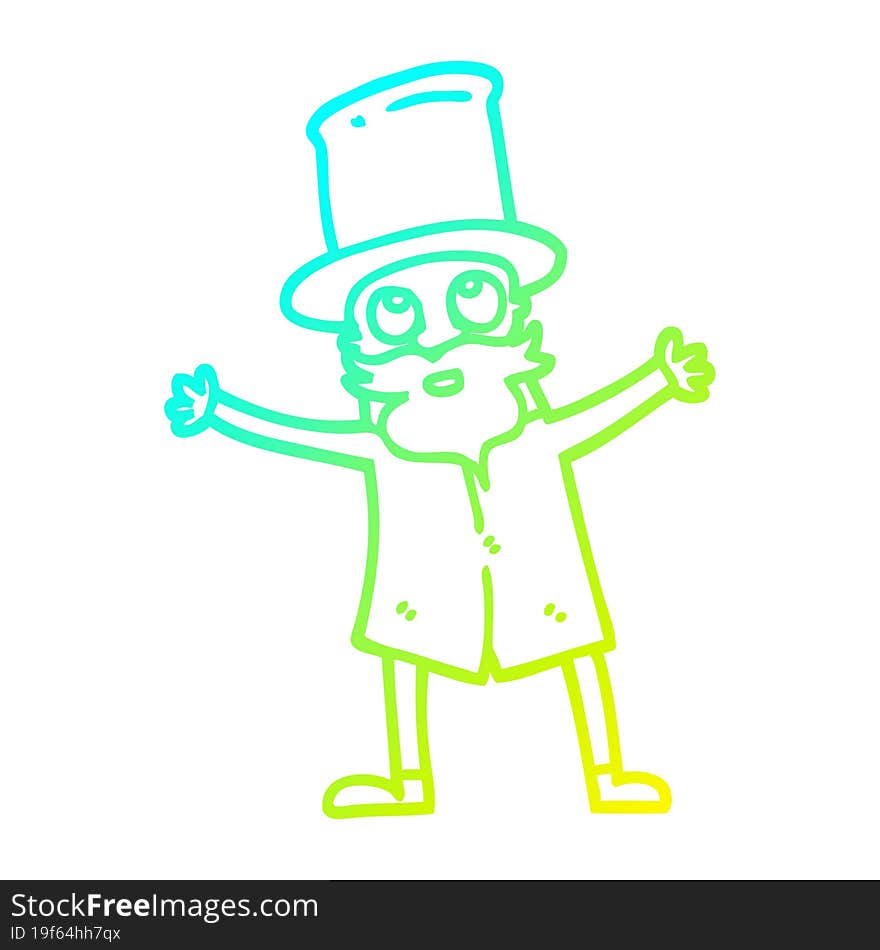 cold gradient line drawing of a cartoon victorian man