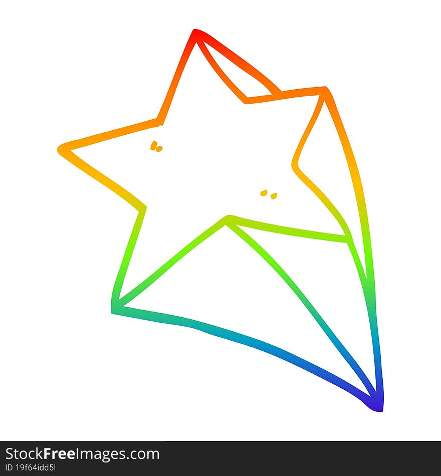 rainbow gradient line drawing of a cartoon stars