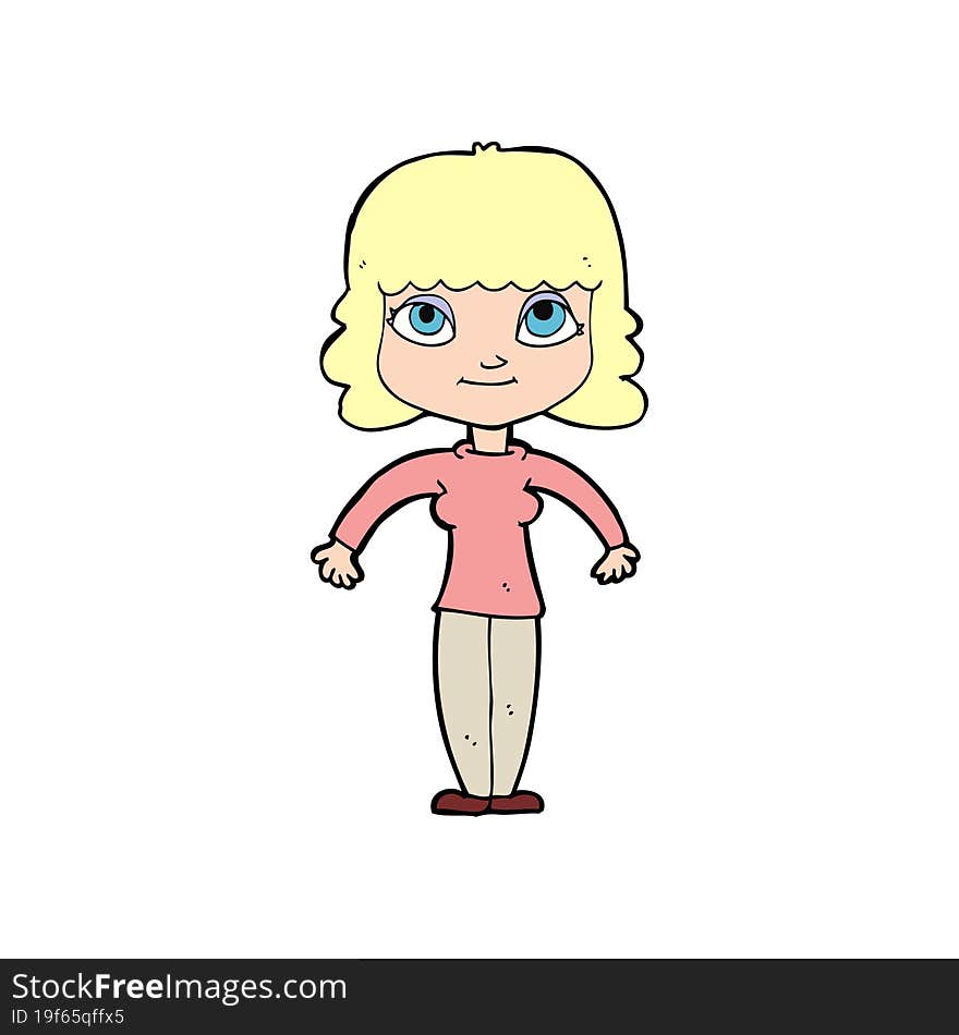 cartoon woman shrugging shoulders