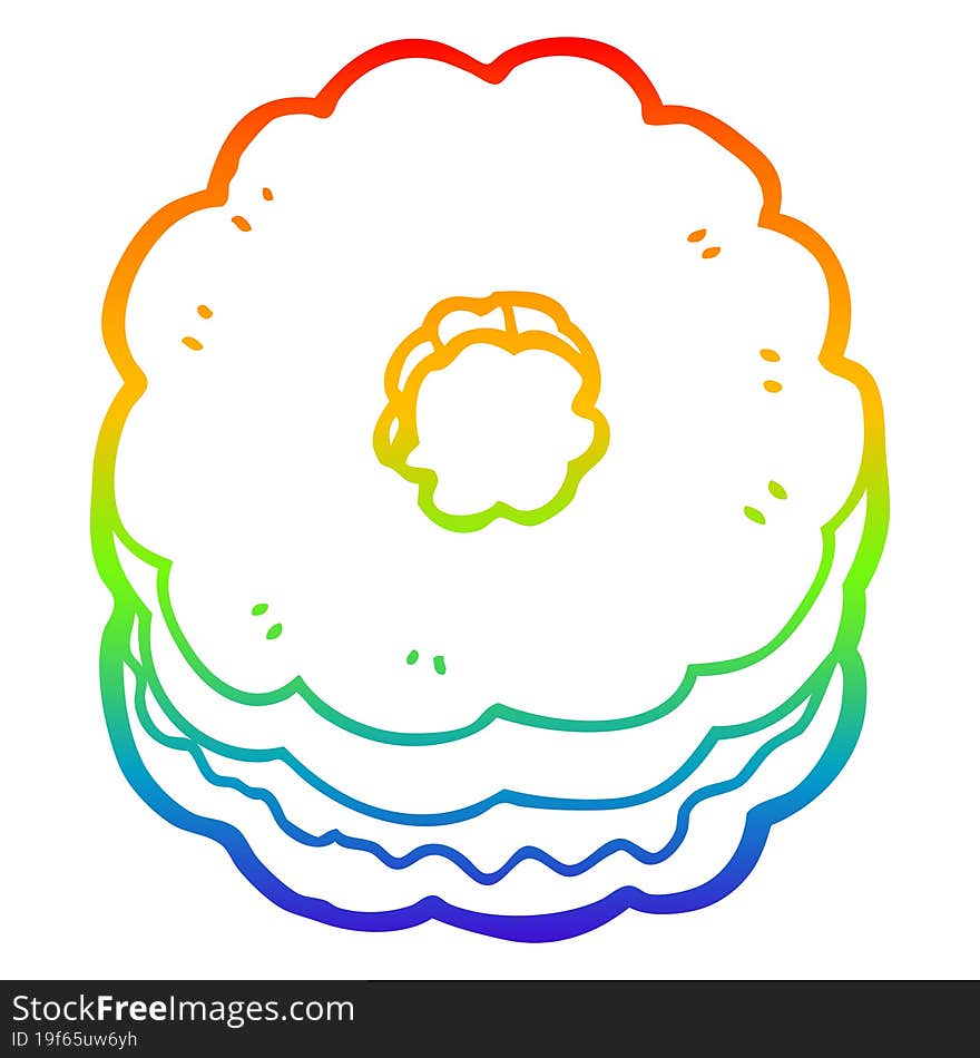 rainbow gradient line drawing of a cartoon biscuit