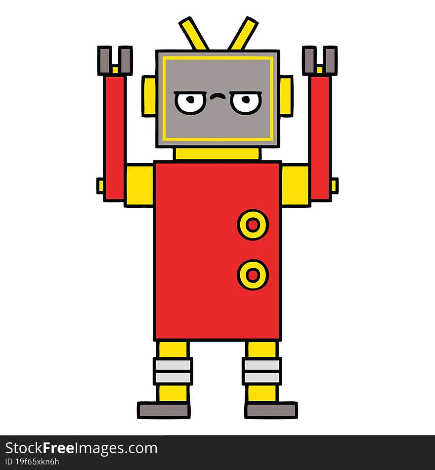 cute cartoon annoyed robot