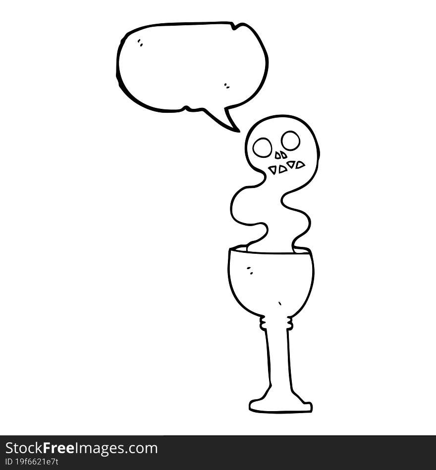 freehand drawn speech bubble cartoon spooky halloween goblet