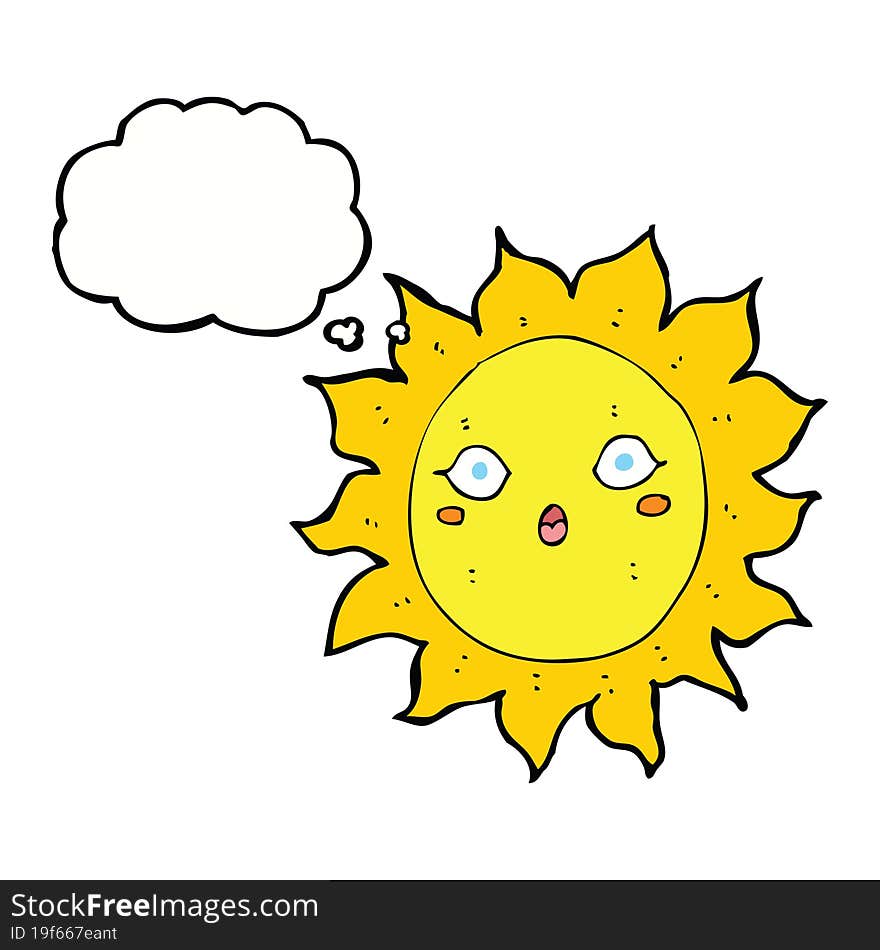 cartoon sun with thought bubble