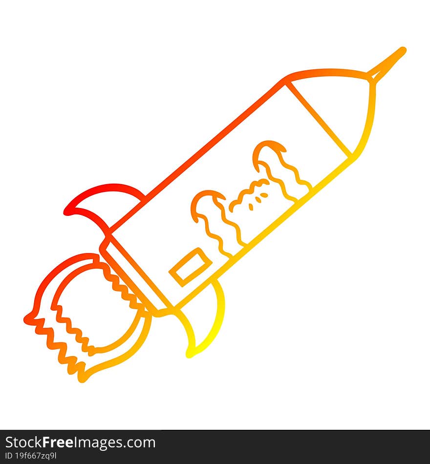 warm gradient line drawing cartoon crying rocket