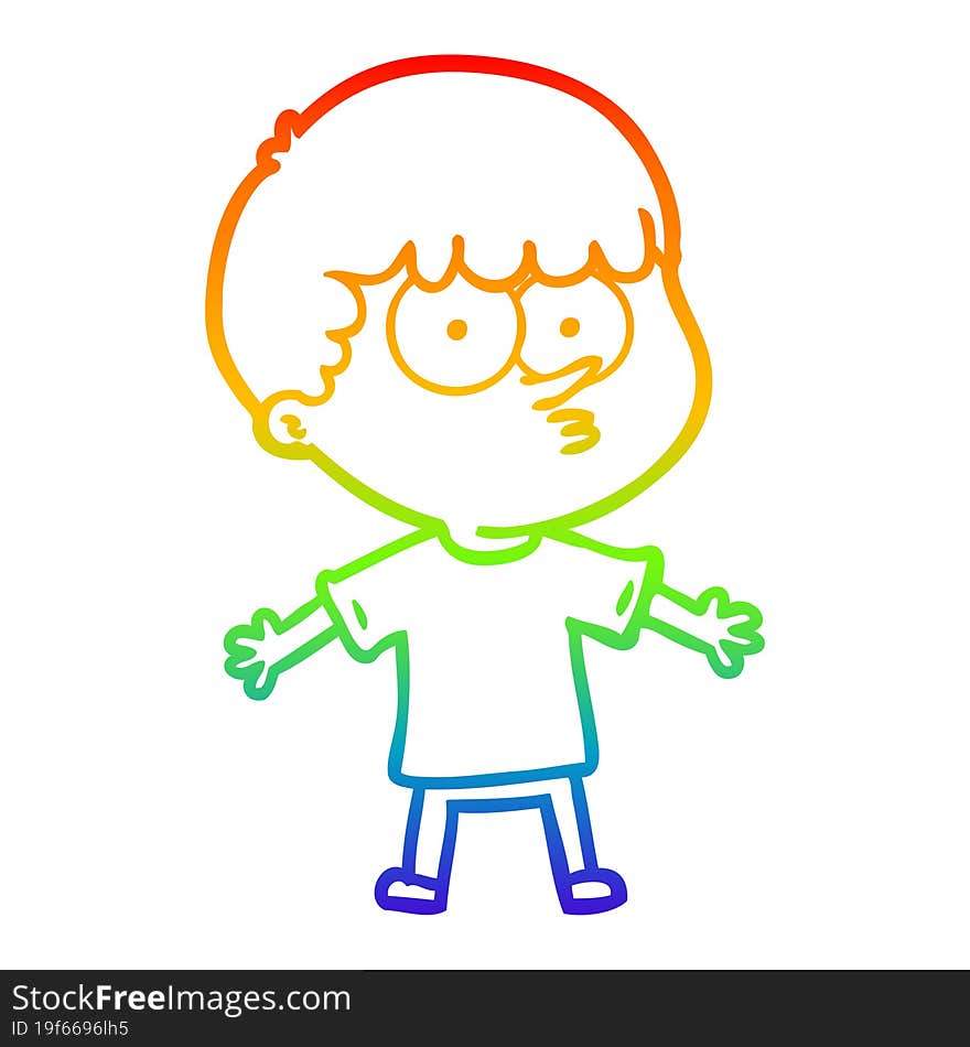 rainbow gradient line drawing cartoon curious boy