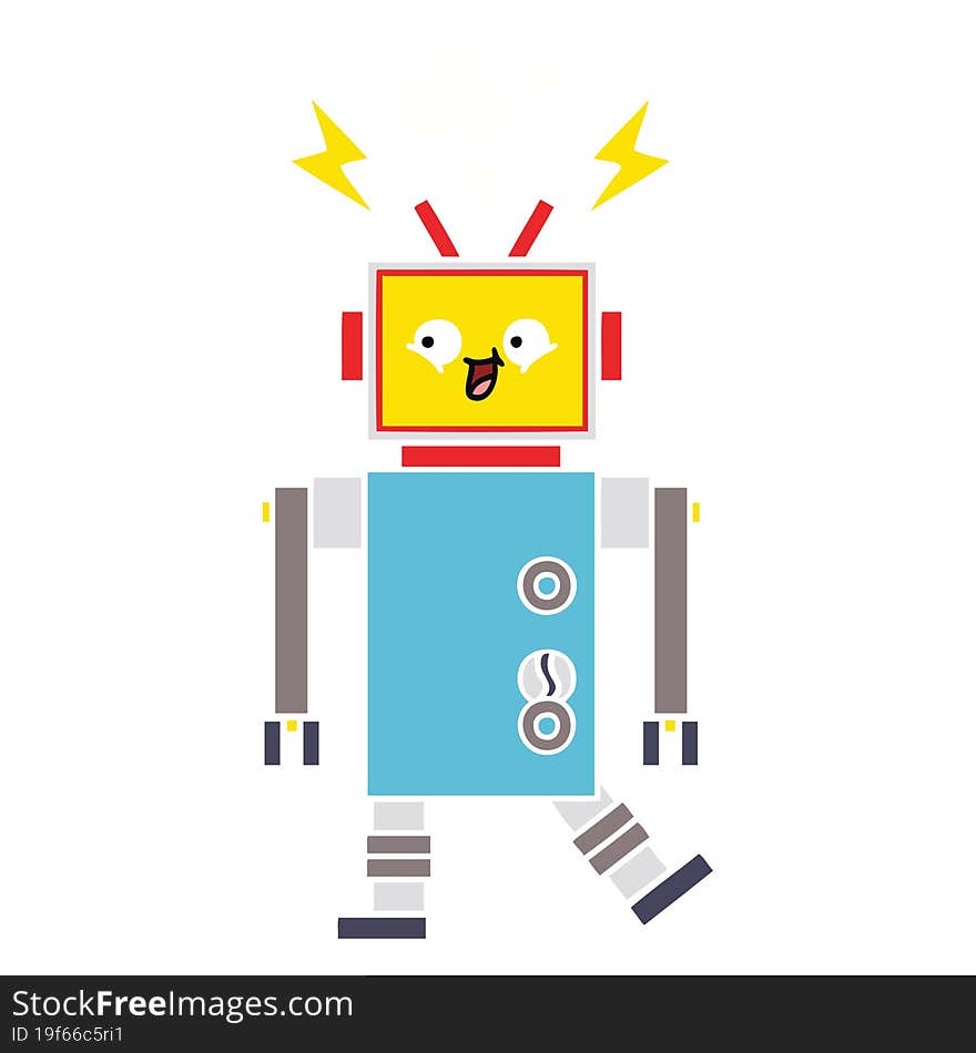 Flat Color Retro Cartoon Robot