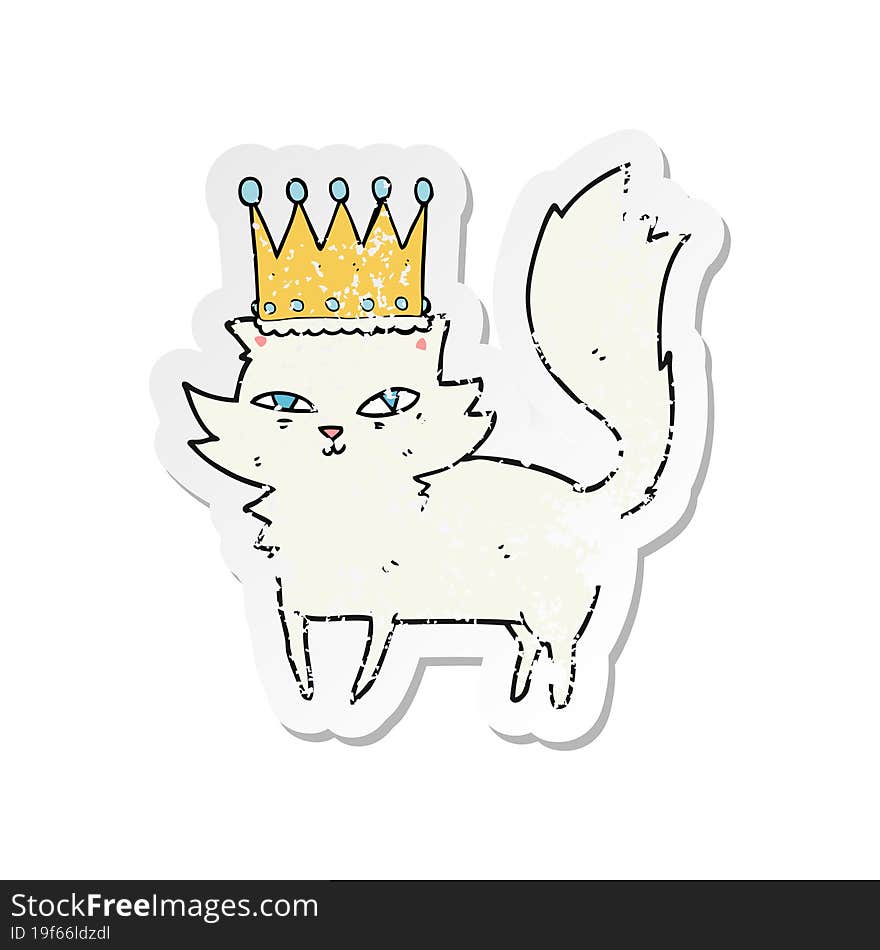 retro distressed sticker of a cartoon posh cat