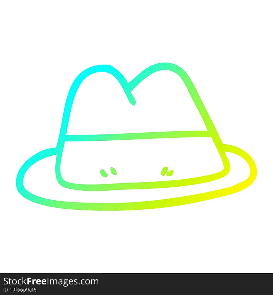 cold gradient line drawing cartoon old style hat