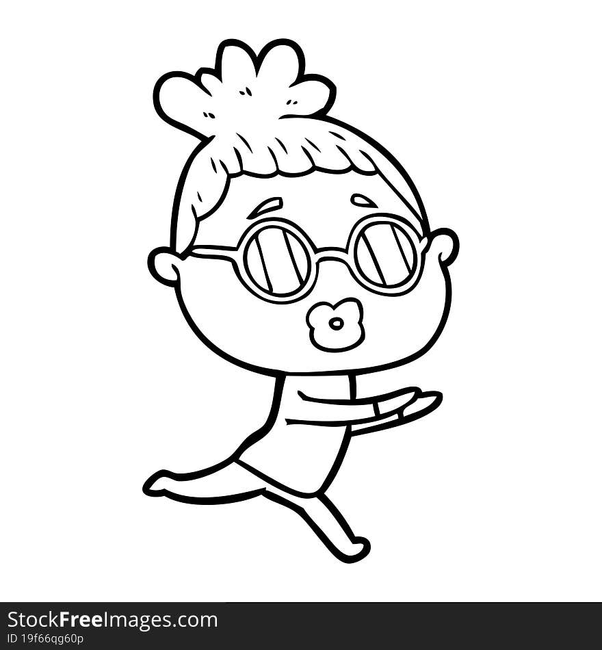 cartoon woman wearing sunglasses. cartoon woman wearing sunglasses