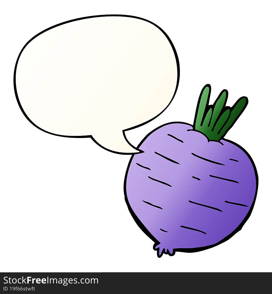 cartoon vegetable and speech bubble in smooth gradient style