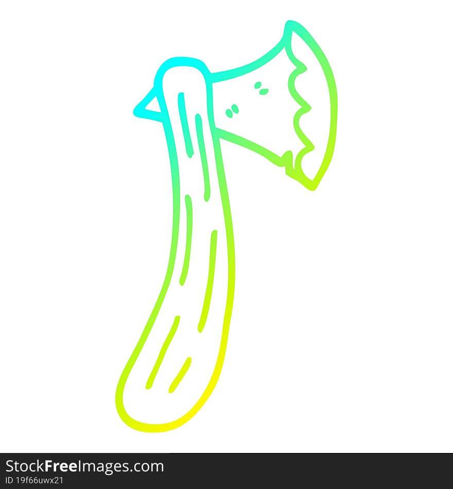 cold gradient line drawing cartoon axe