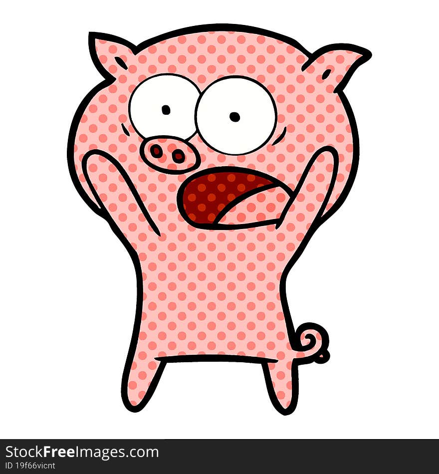 cartoon pig shouting. cartoon pig shouting