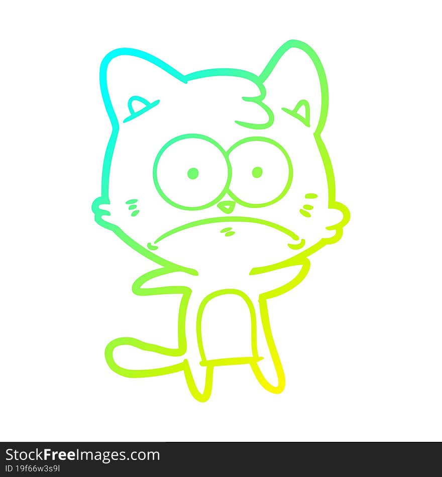 cold gradient line drawing cartoon nervous cat