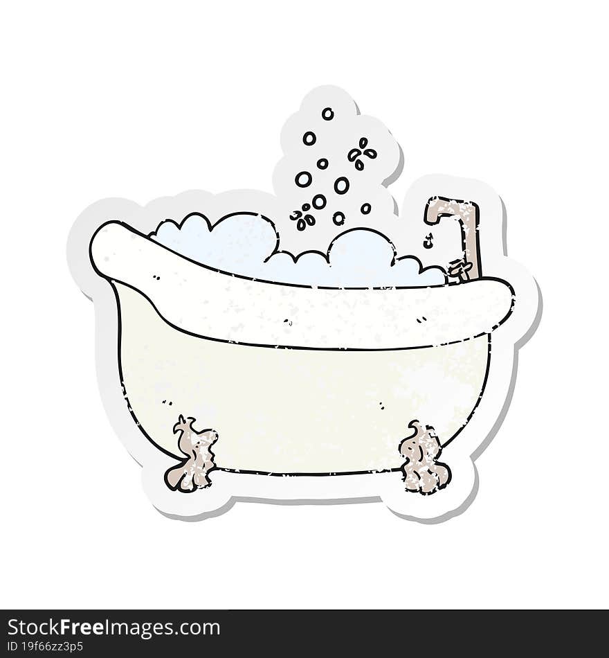 retro distressed sticker of a cartoon bath full of water