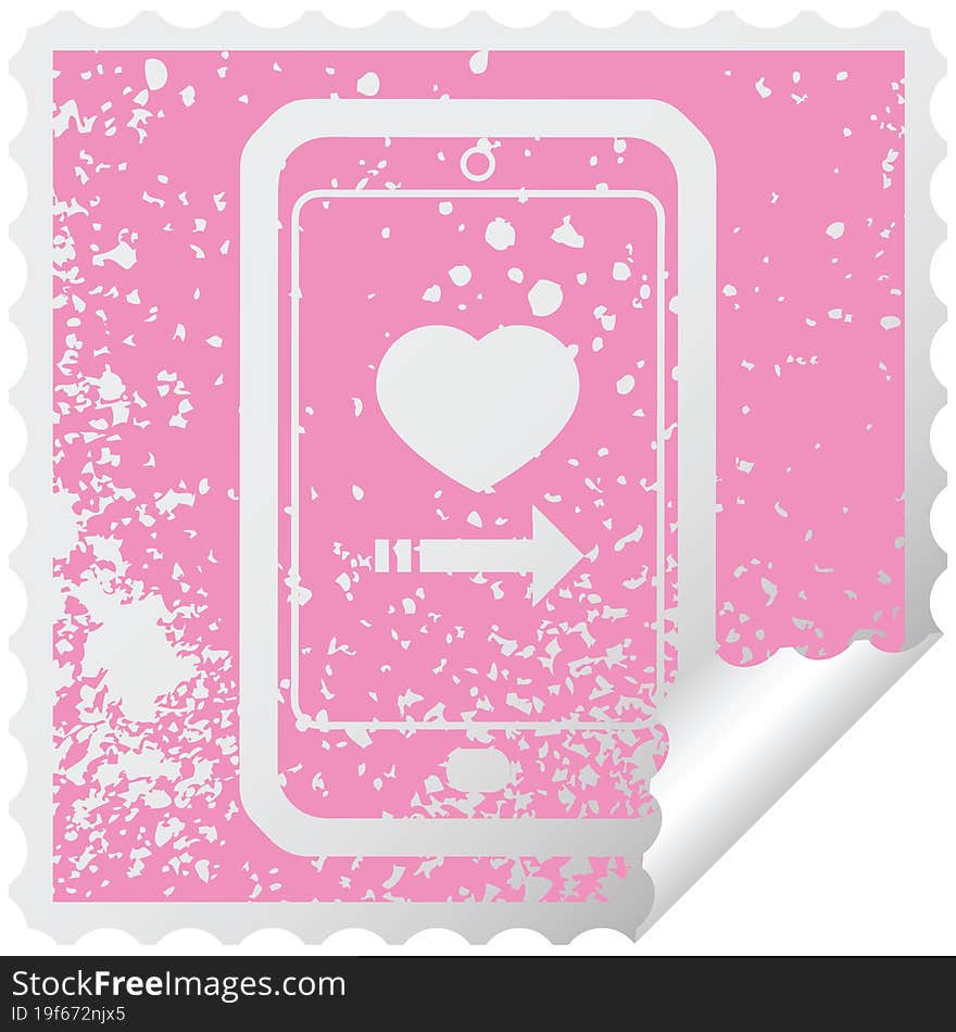 dating app on cell phone graphic distressed sticker