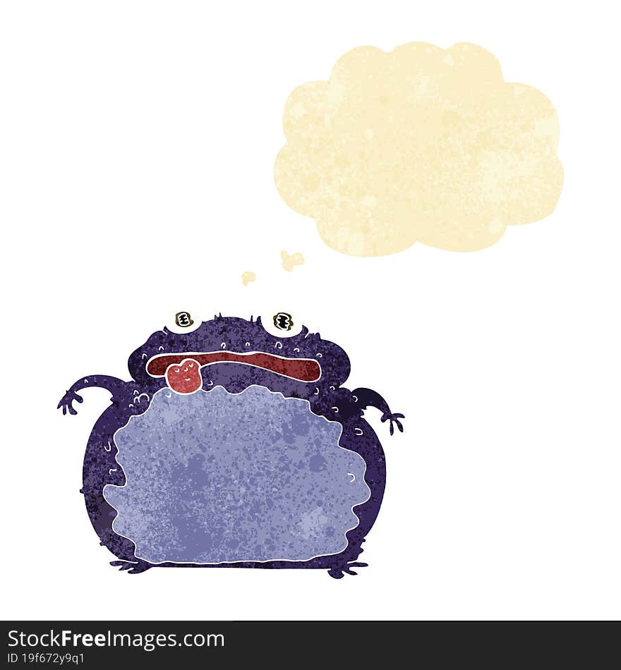 cartoon funny frog with thought bubble