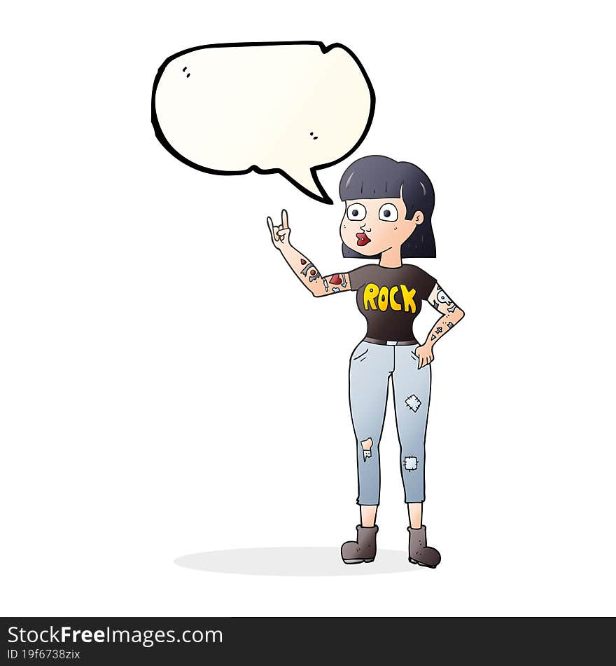 Speech Bubble Cartoon Rock Girl